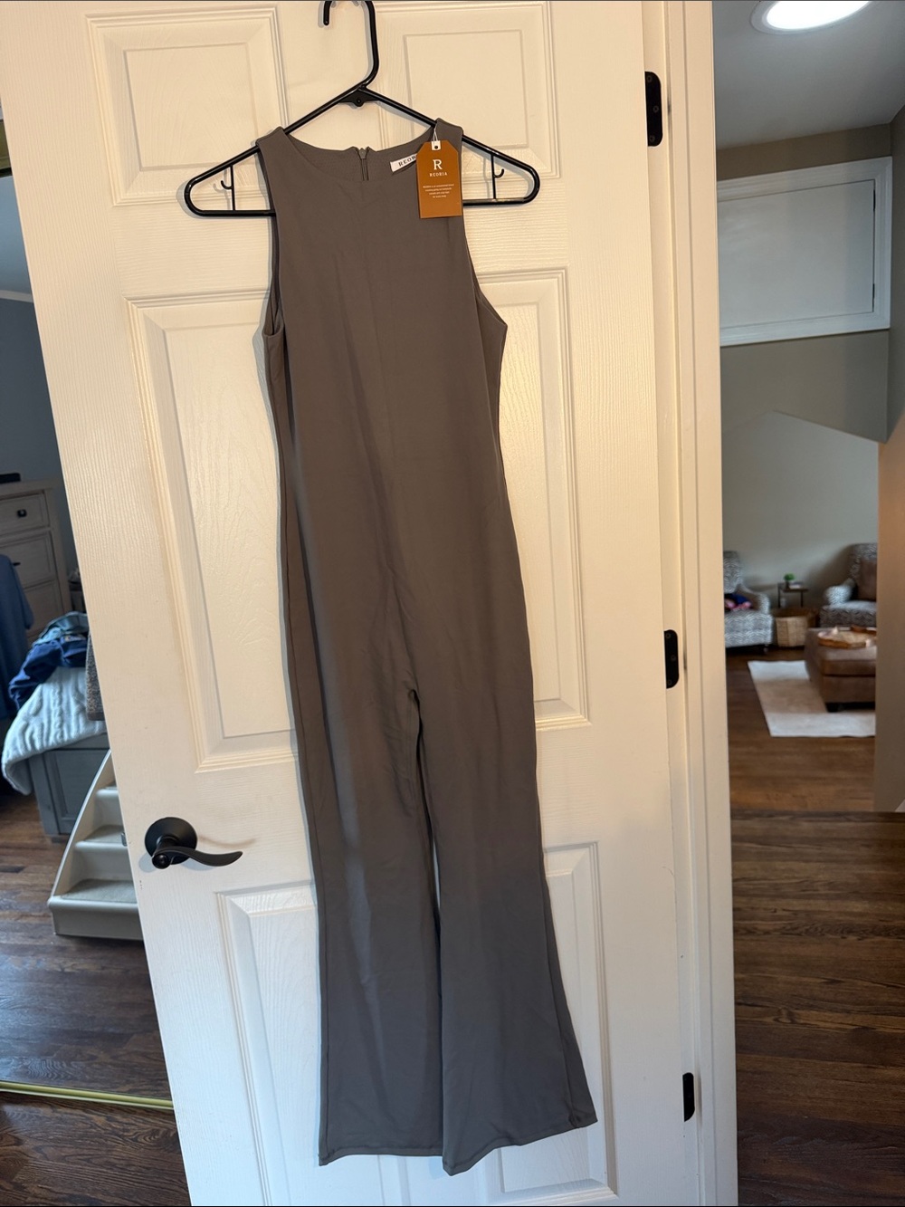 Amazon Sleeveless Wide-Leg Jumpsuit in Charcoal